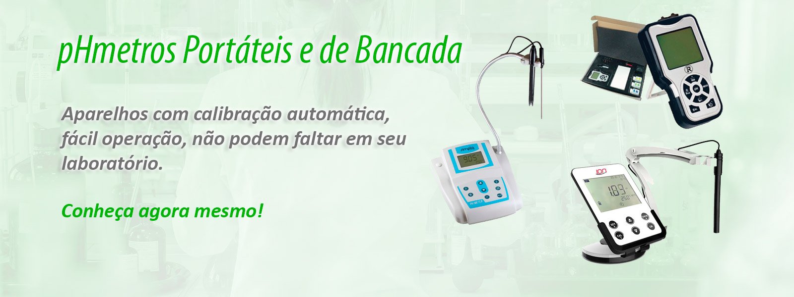 Imagem Banner pHmetros portátil e de bancada WSB Analítica